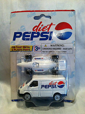 Golden Wheels 1/87 Scale Diecast Diet Pepsi Two Pack Race Car And Van Nip